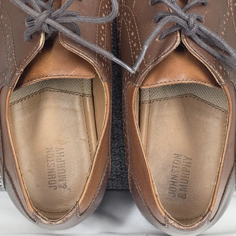 JOHNSTON & MURPHY CLASSIC BOY’S BROWN GENUINE LEATHER DRESS SHOES – SIZE 5M YTH